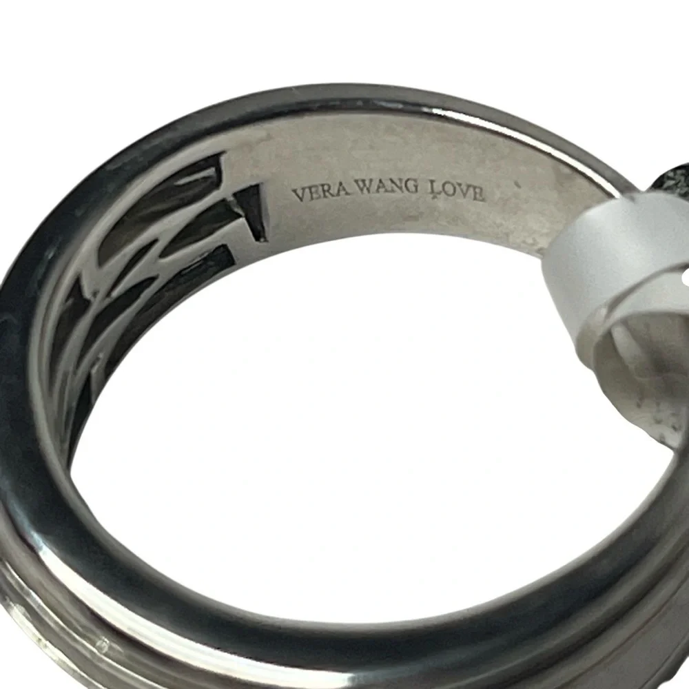 Vera Wang Men's 1/20 CT. T.W. Diamond Four Stone Wedding Band in 14K White Gold - Picture 11 of 14